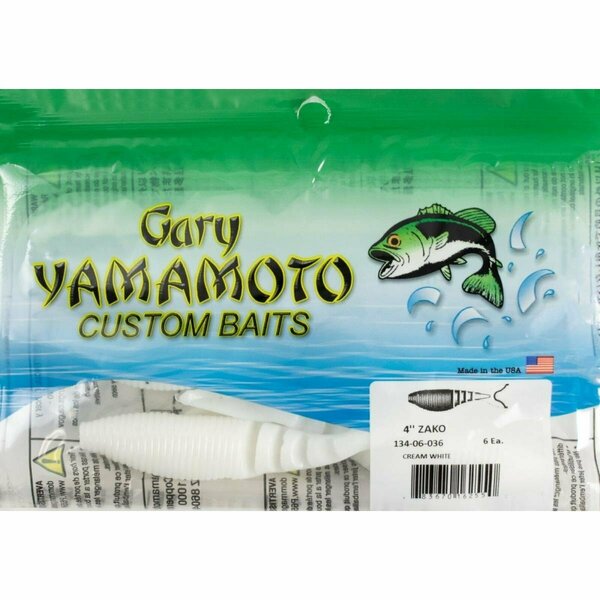 Yamamoto 4 in. Zako Cream White Fishing Lure, 6PK YAM-134-06-03